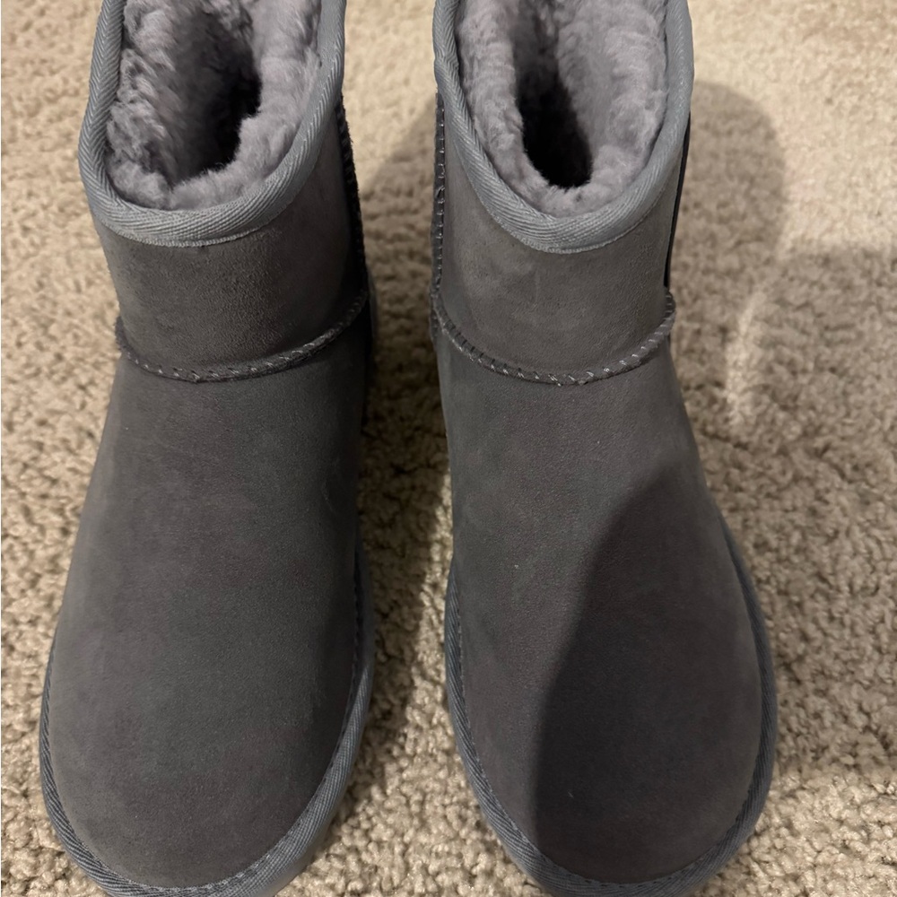 UGG Gray Ankle Booties with Plush Lining